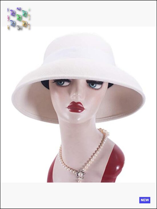 Wide Brim Wool Felt Fedora Hat Adjustable Vintage Church Hat main image 4